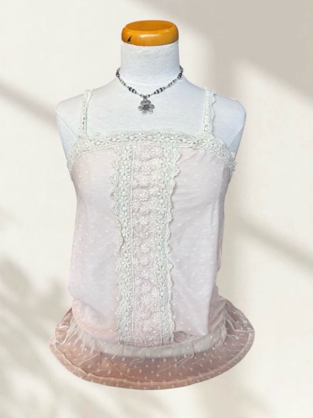 Delicate Blush trim lace camisole Medium
